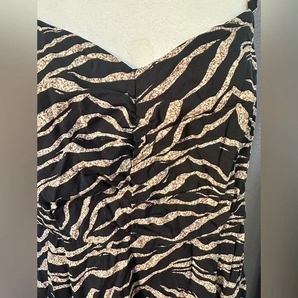 Torrid Womens Black/Brown Striped Mini Challis Skater Dress, Pocket, Plus Size 3 - Picture 5 of 15